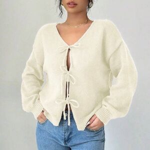 SHEIN Front Tie Dolman Sleeve Open Cardigan